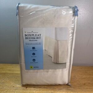 Home Classics Pristine Box Pleat Bedskirt King 15in Drop Split Corners Cream New